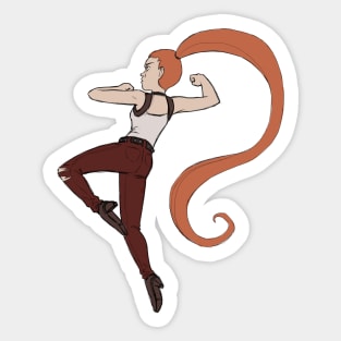 Jump Kick Battle Girl in Orange Sticker